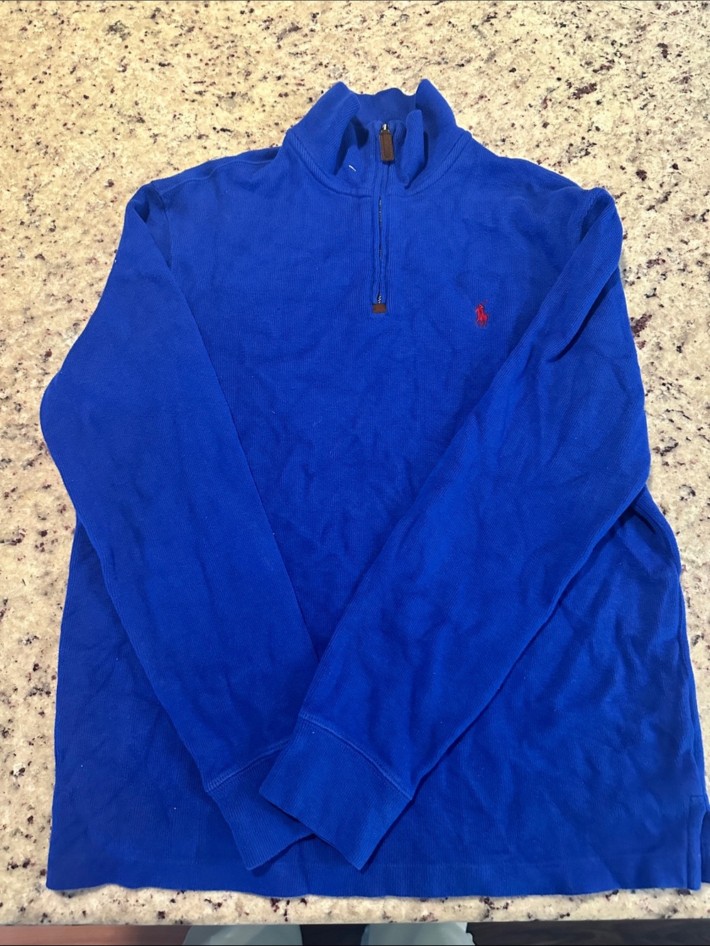 Polo by Ralph Lauren Royal Blue Quarter-Zip Pullover with Red Pony